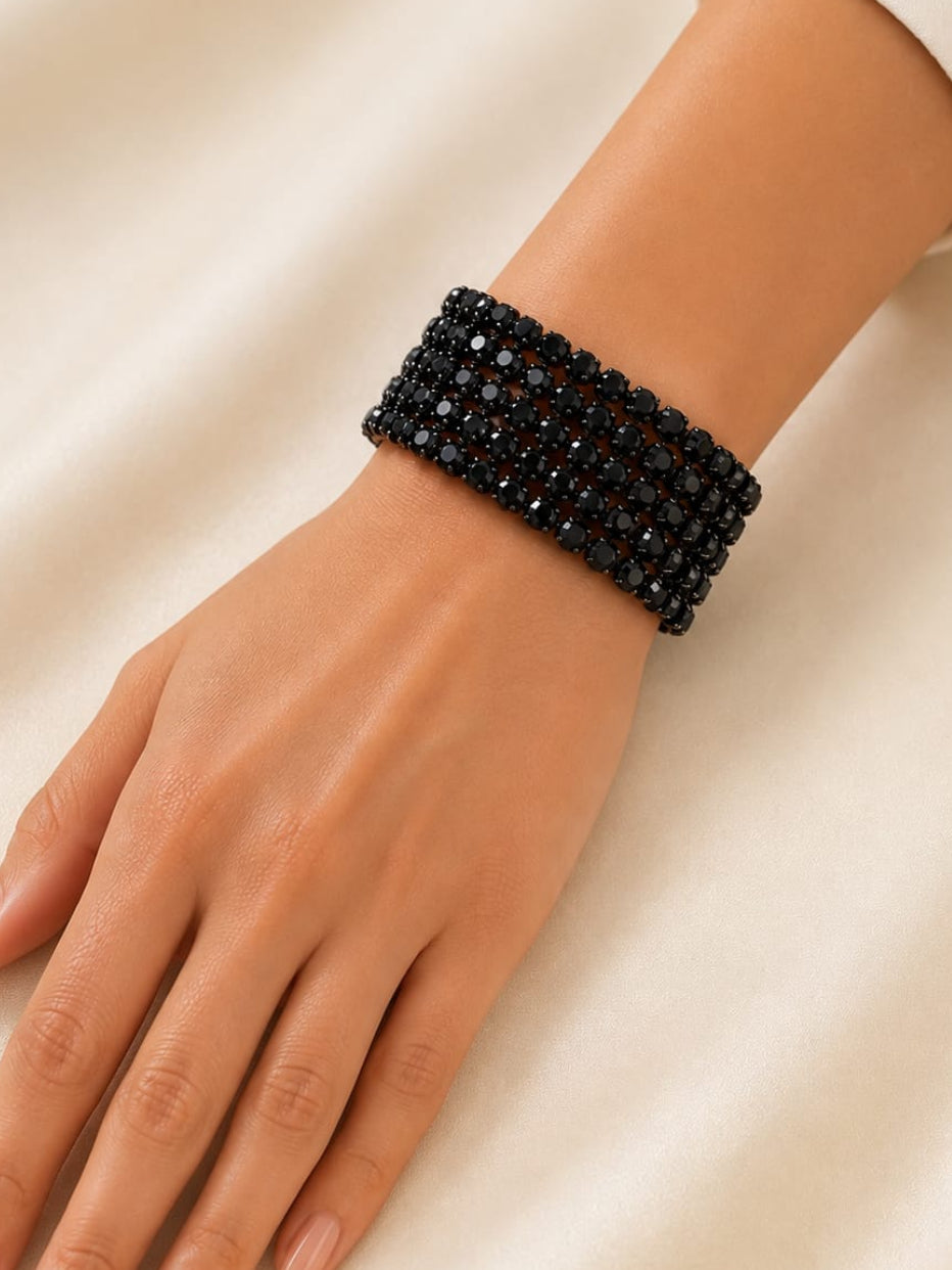 black crystal stone bracelet