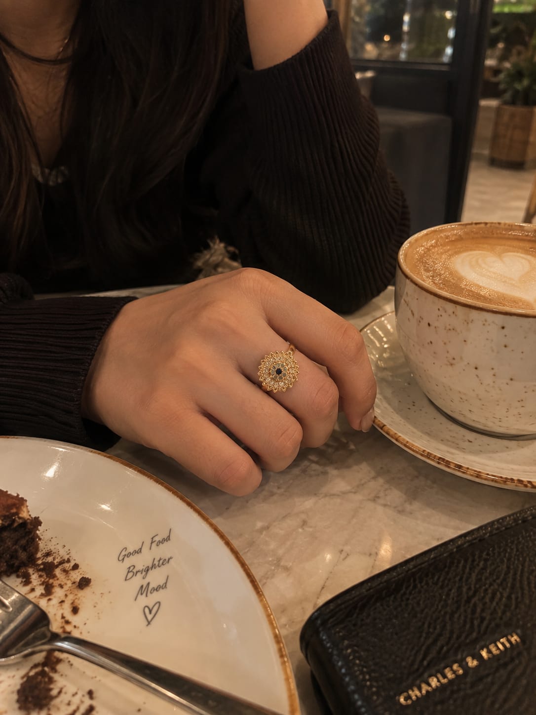 Evil eye revolving ring