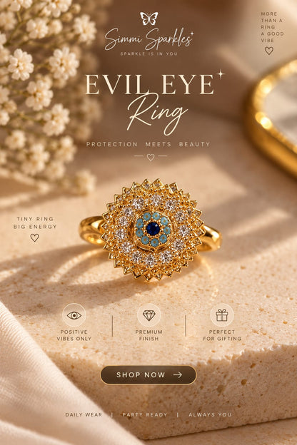 Evil eye revolving ring