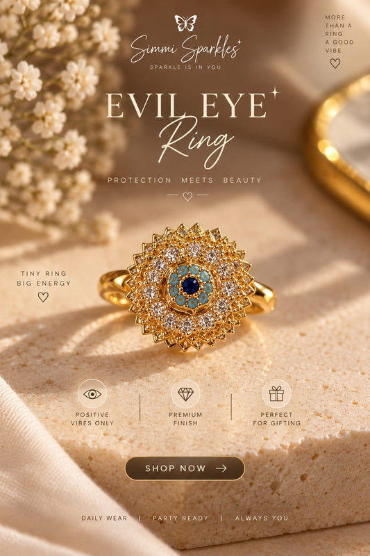 Evil eye revolving ring