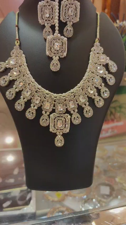 Regal Pearl American Diamond Necklace set