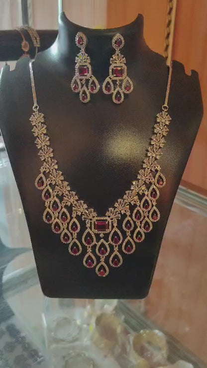 Ruby Royale American Diamond Necklace set