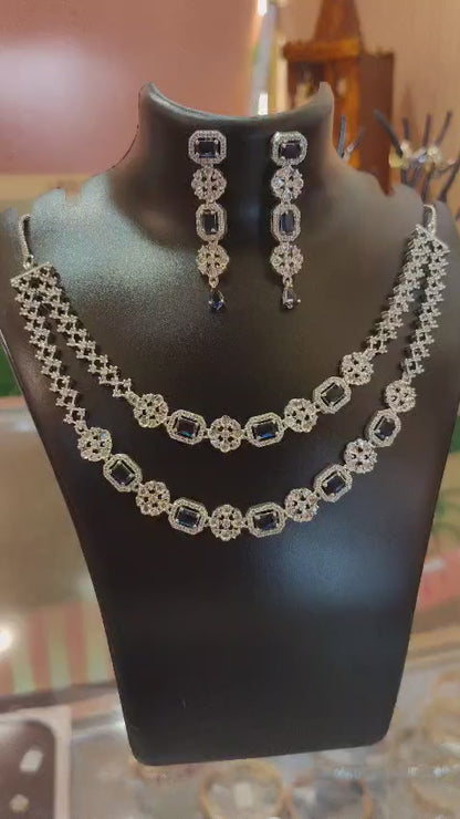Sapphire royale Dual layer necklace set