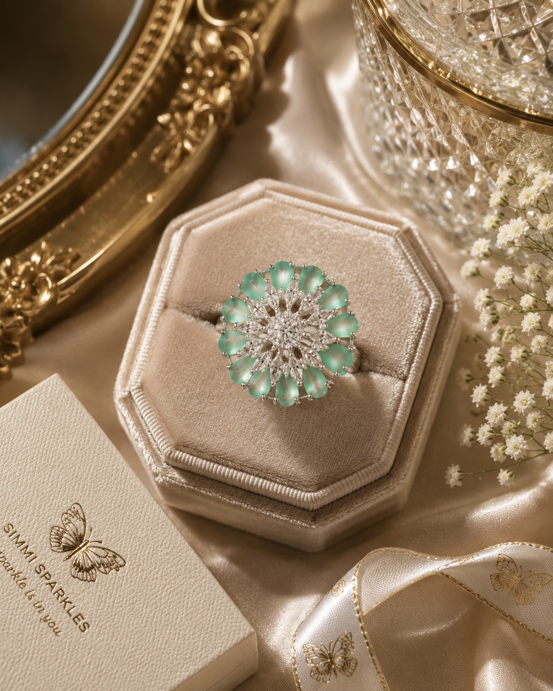 Mint blossom royale ring