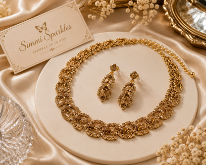 Noor antique statement necklace and earrings set