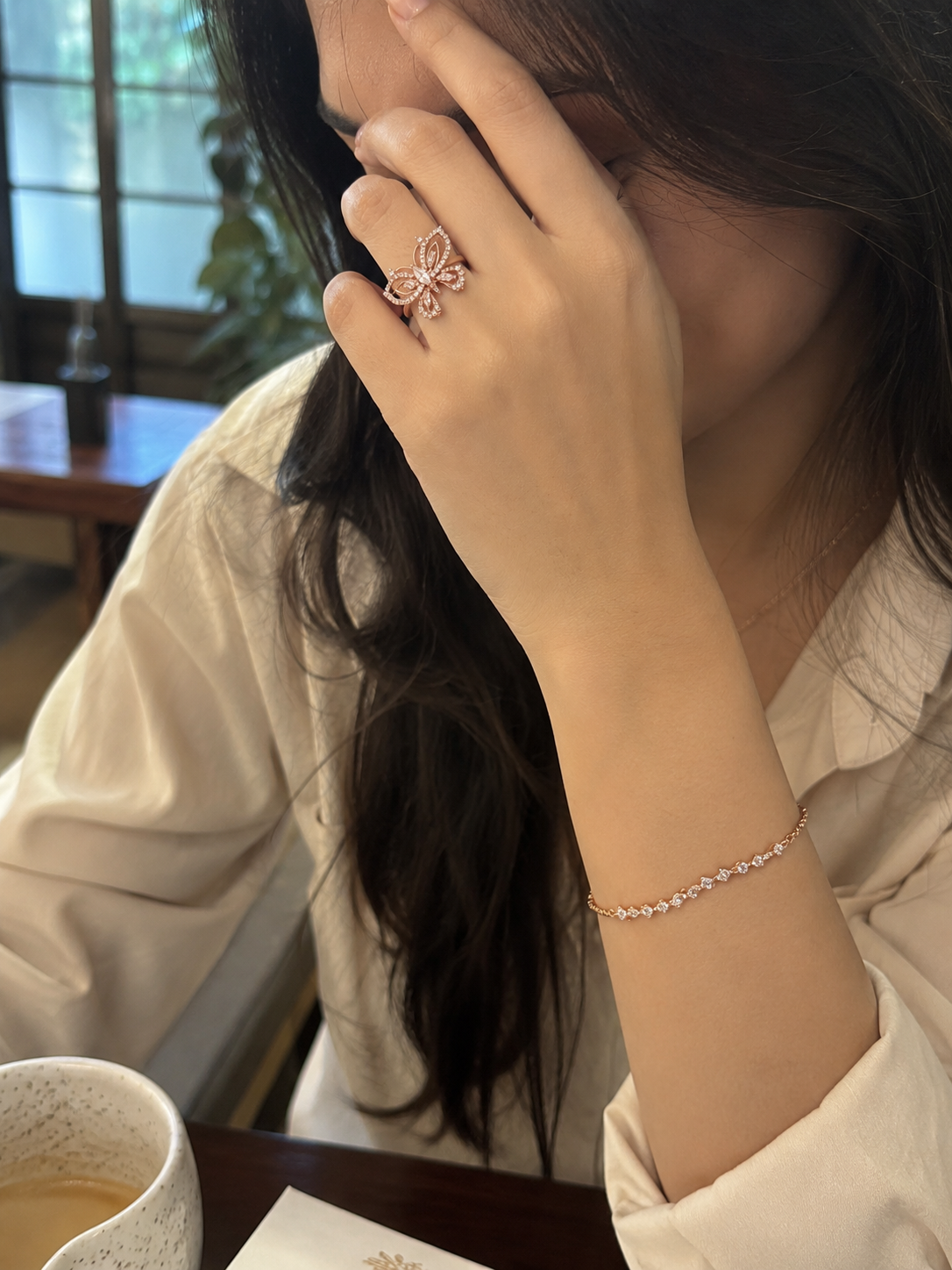 crystal butterfly ring