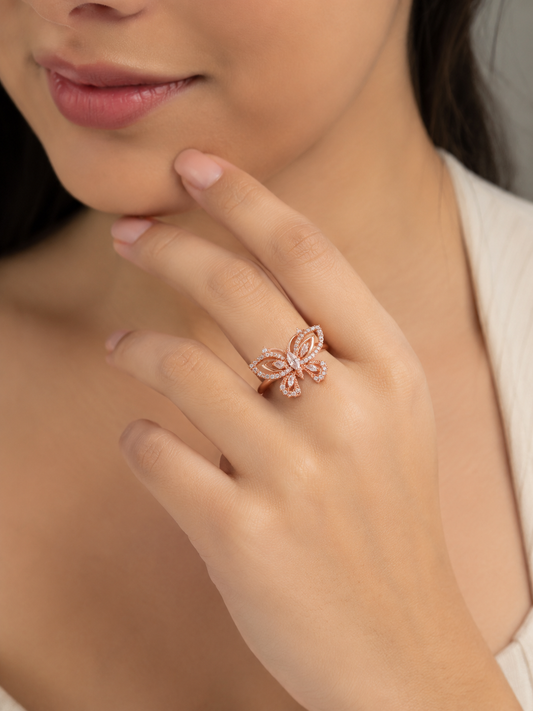 crystal butterfly ring