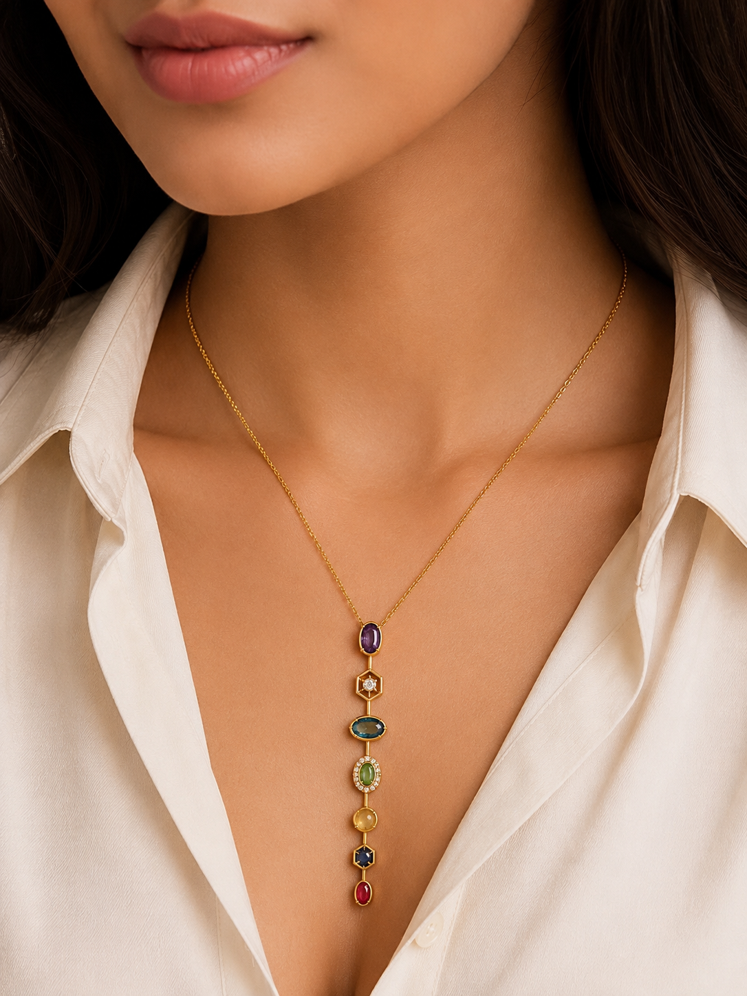 Prism multicolour pendant necklace
