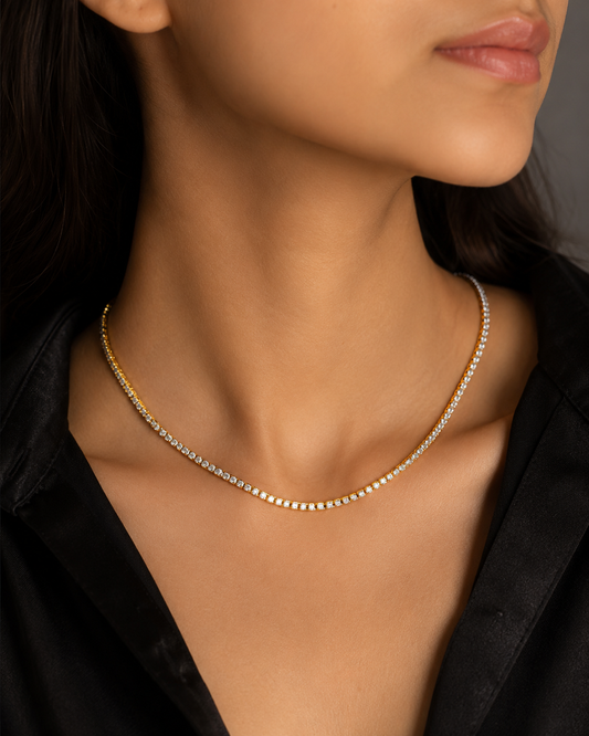 Golden crystal tennis chain
