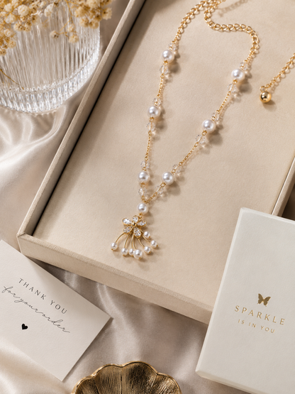 Pearl Cascade Crystal pendant necklace