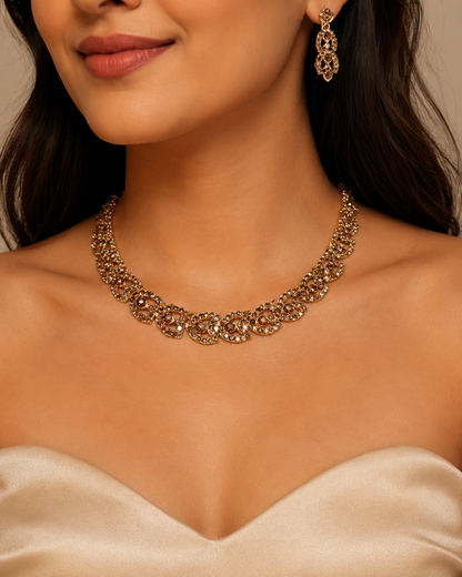 Noor antique statement necklace and earrings set