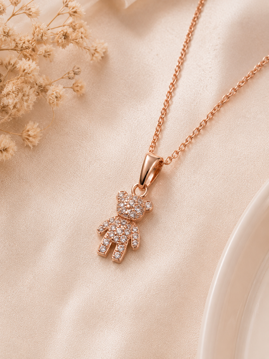 Sparkle teddy pendant necklace