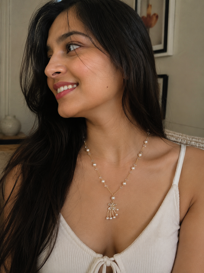Pearl Cascade Crystal pendant necklace