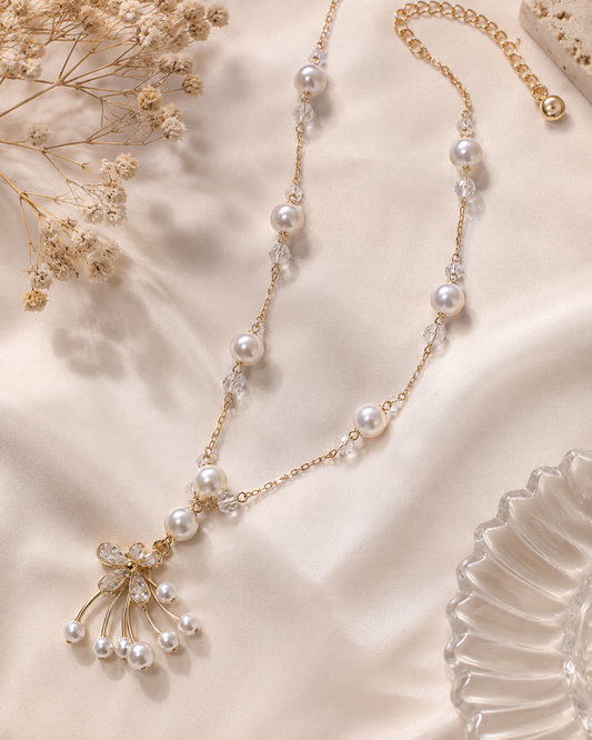 Pearl Cascade Crystal pendant necklace